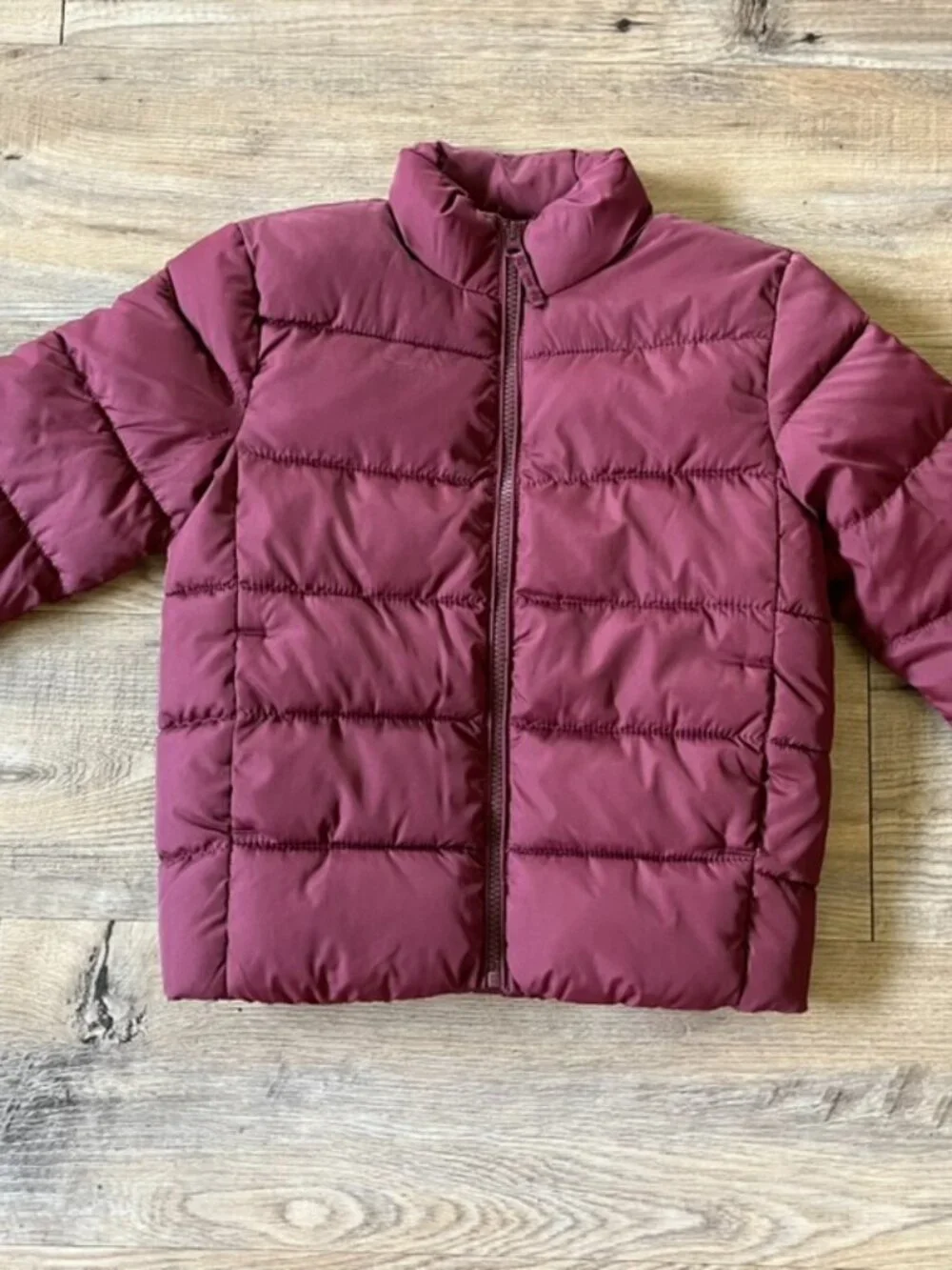 Burgundy Quilted Puffer Jacket – Lightweight Winter Coat – Full Zip